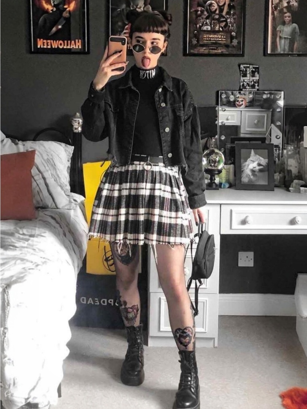 Dolls Kill Current Mood Chill Dress Code Plaid Pleated Mini Skirt NWT Large